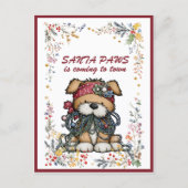 Dog Christmas Lights SANTA PAWS is Coming to Town Feestdagenkaart (Voorkant)