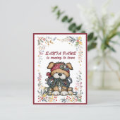 Dog Christmas Lights SANTA PAWS is Coming to Town Feestdagenkaart (Staand voorkant)