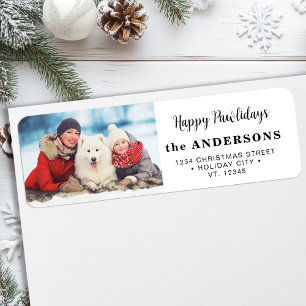Dog Christmas Modern Custom Foto Retouradres Etiket