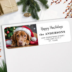 Dog Christmas Modern Custom Foto Retouradres Etiket