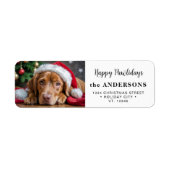 Dog Christmas Modern Custom Foto Retouradres Etiket (Voorkant)