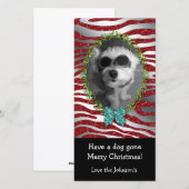 Dog Christmas Schattigee Foto Lijst Zebra Glitter Feestdagenkaart (Voorkant / Achterkant)