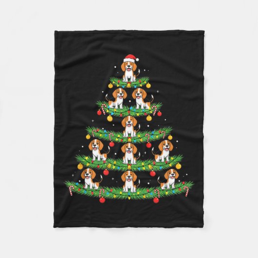Dog Christmas Tree, Beagle Puppy Holiday Design Fo Fleece Deken (Voorkant)