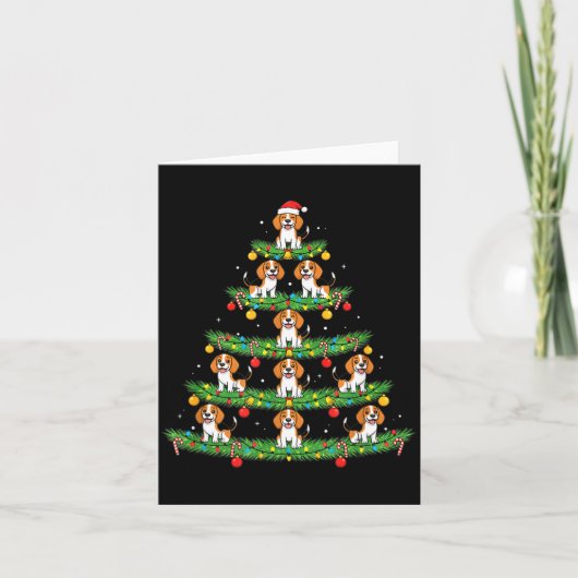 Dog Christmas Tree, Beagle Puppy Holiday Design Fo Kaart (Voorkant)