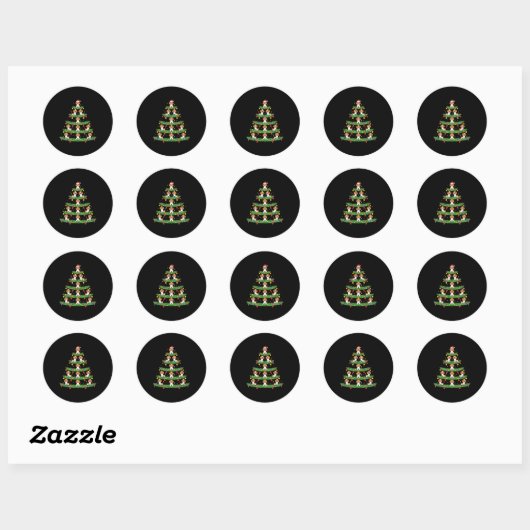 Dog Christmas Tree, Beagle Puppy Holiday Design Fo Ronde Sticker (Vel)