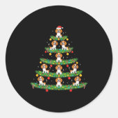 Dog Christmas Tree, Beagle Puppy Holiday Design Fo Ronde Sticker (Voorkant)