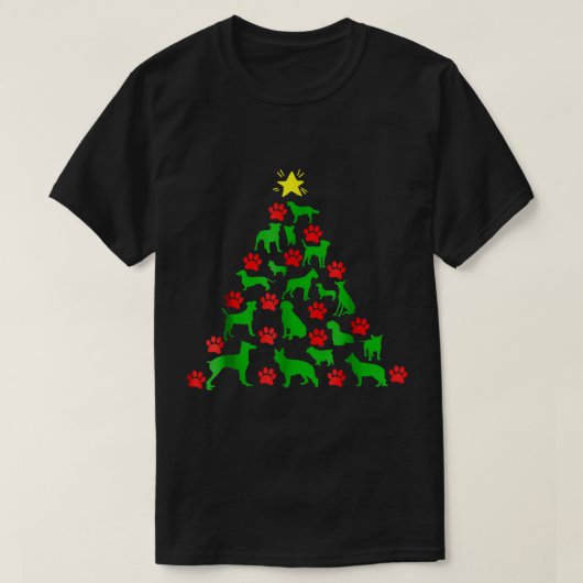 Dog Christmas Tree Paw Print Design T-shirt (Design voorkant)