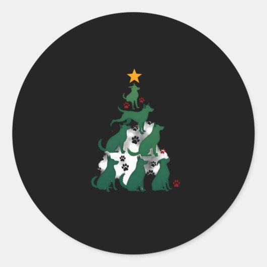 Dog Christmas Tree Shirt - Hondenkerst (2) Ronde Sticker (Voorkant)