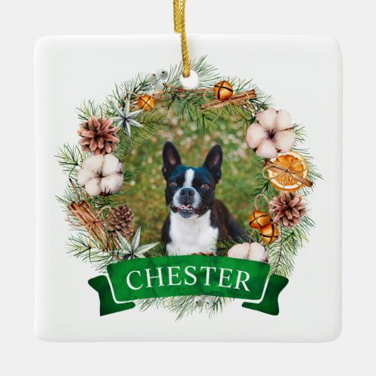 Dog Christmas Wreath Ornament (Voorkant)