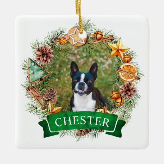 Dog Christmas Wreath Ornament (Voorkant)