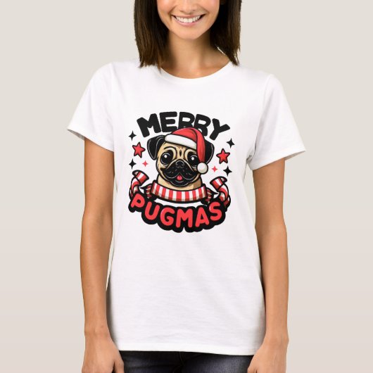 dog christmasgift MERRY PUGMAS T-shirt (Voorkant)