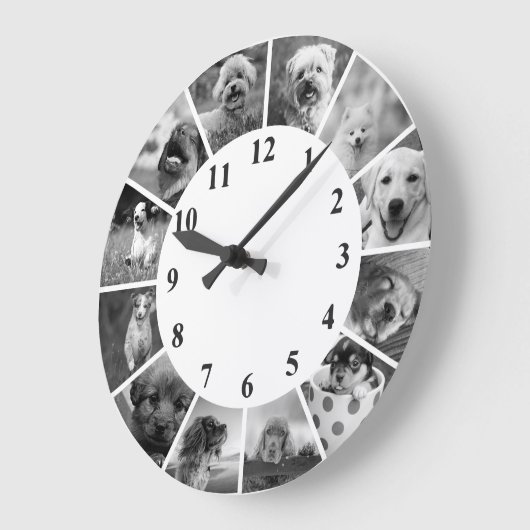  Dog Clock B+W Aangepast fotocollage Grote Klok (Hoek)