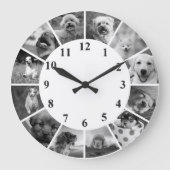  Dog Clock B+W Aangepast fotocollage Grote Klok (Voorkant)