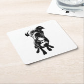 Dog Coaster – Sitting Dog Pose in Ink Linework Kartonnen Onderzetters (Schuin)
