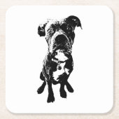 Dog Coaster – Sitting Dog Pose in Ink Linework Kartonnen Onderzetters (Voorkant)