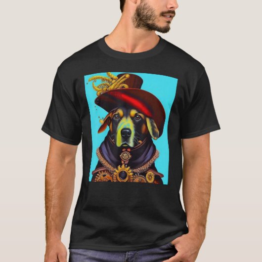 Dog Cogwheels Steampunk AI Dog Revolution Puppy T-shirt (Voorkant)