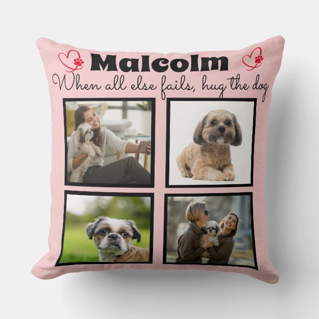 Dog collage - 4 foto's op maat kussen (Voorkant)