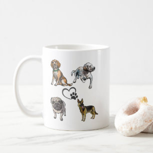 Dog Collage Pet Paw Heart Design Coffee Mok