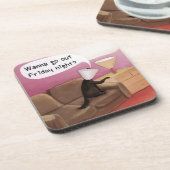 Dog Cone Dating Funny Cartoon Bier Onderzetter (Linkerzijde)