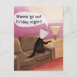 Dog Cone Dating Funny Cartoon Briefkaart