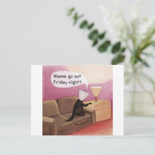 Dog Cone Dating Funny Cartoon Briefkaart (Staand voorkant)