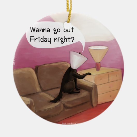 Dog Cone Dating Funny Cartoon Keramisch Ornament (Voorkant)