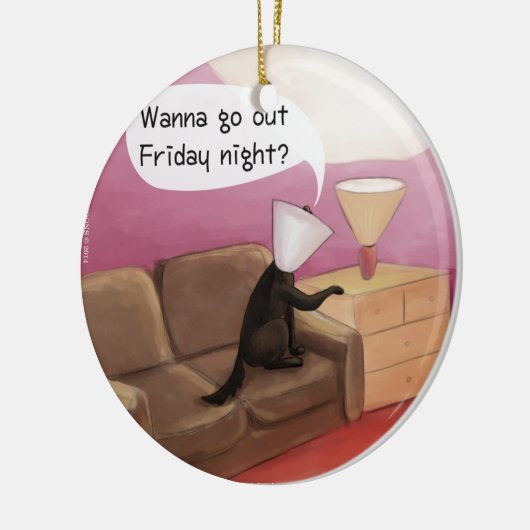 Dog Cone Dating Funny Cartoon Keramisch Ornament (Links)