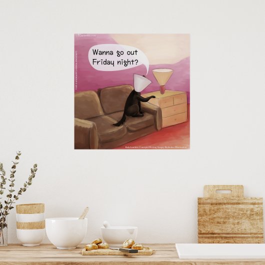 Dog Cone Dating Funny Cartoon Poster (Keuken)