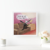 Dog Cone Dating Funny Cartoon Wall Clock Vierkante Klok (Huis)