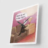 Dog Cone Dating Funny Cartoon Wall Clock Vierkante Klok (Hoek)