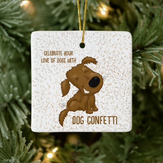 Dog Confetti Shedding Dog Keramisch Ornament (Boom)