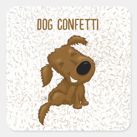 Dog Confetti Shedding Dog Vierkante Sticker (Voorkant)