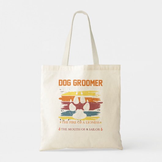 Dog Cool Dog Groomer Retro Funny Dog Groomer Paw Tote Bag (Achterkant)