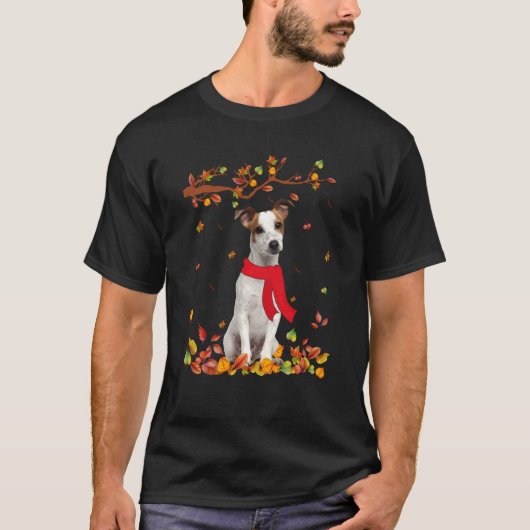 Dog Cool Jack Russell Terrier Autumn Thanksgiving T-shirt (Voorkant)