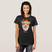 Dog Corgi Claus gekleed als kerstman T-shirt (Voorkant volledig)