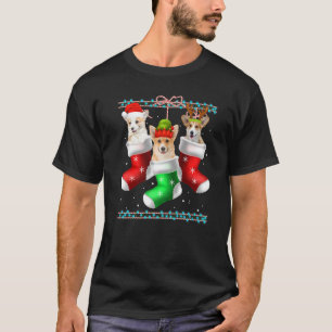 Dog Corgi-kerstSokken Xmas Pajama Pet Puppy T-shirt