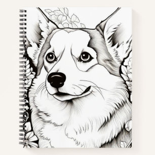 Dog Corgi Vreedzame Natuur Prairie Schets Tekening Notitieboek