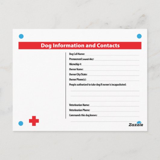 Dog Crate Card in Hoesje van noodgevallen: Aussie Briefkaart (Achterkant)