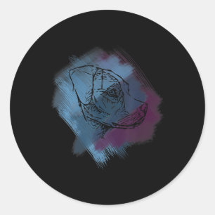 Dog Cross Hatch - Color Line Art Tattoo Ronde Sticker
