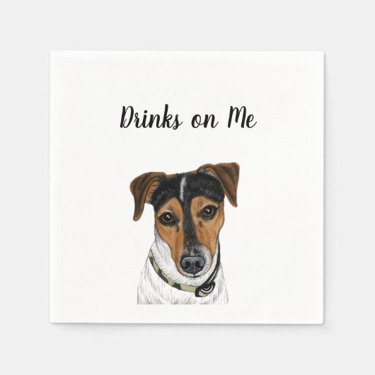Dog Custom Cocktail Napkin Servet (Voorkant)