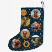Dog Custom Pet Photo  Retro Sterren Patroon Kleine Kerstsok (Achterkant)