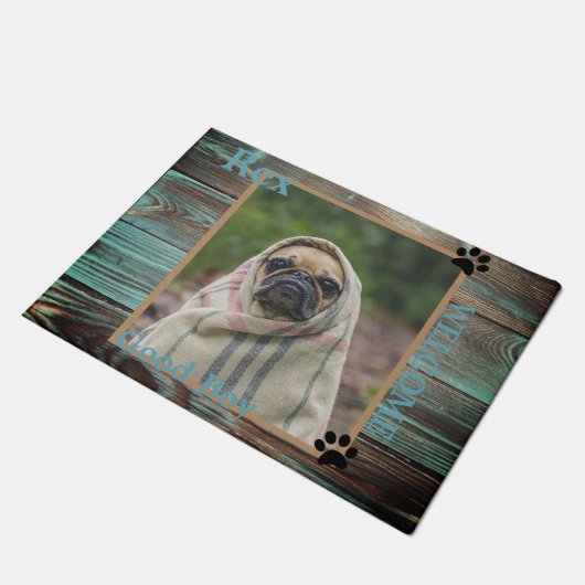 Dog Custom Photo Wood Deurmat (Schuin)