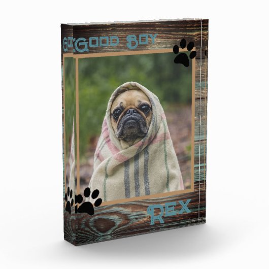 Dog Custom Photo Wood Fotoblokken (Links)
