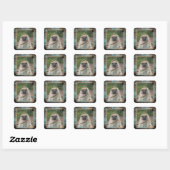 Dog Custom Photo Wood Vierkante Sticker (Vel)