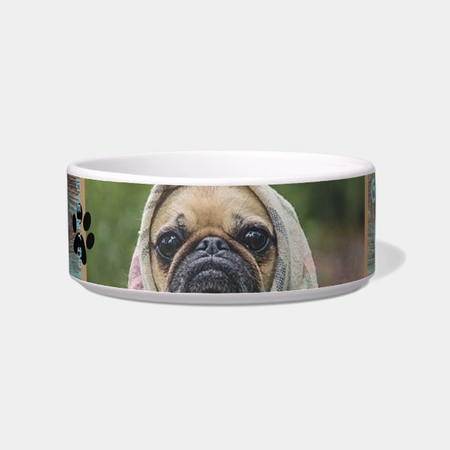 Dog Custom Photo Wood Voerbakje (Links)