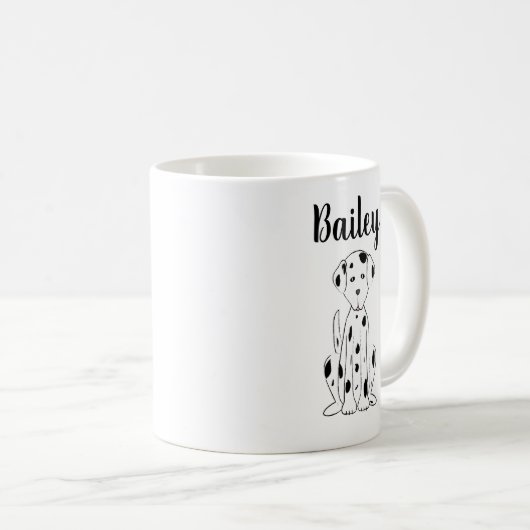 Dog Cute Dalmatian Calligraphy Pet Personalized Koffiemok (Voorkant rechts)