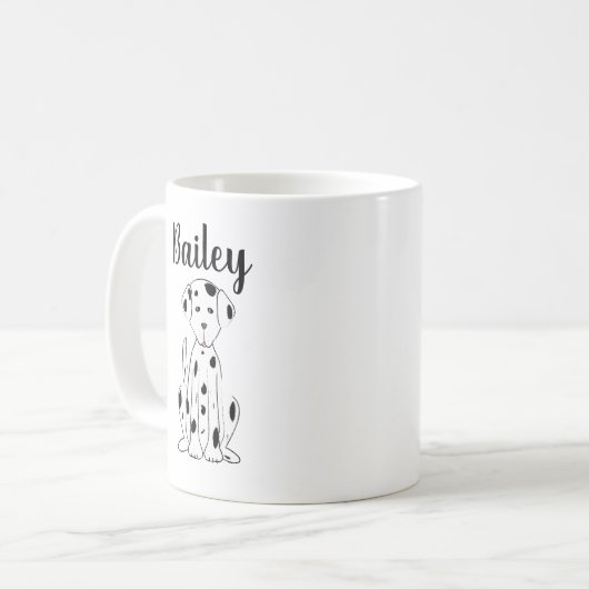 Dog Cute Dalmatian Calligraphy Pet Personalized Koffiemok (Voorkant links)