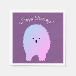 Dog, Cute Dog Pommeren Dog, Birthday Paper Napkin Servet