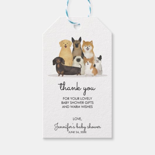 Dog Cute Hartelijk dank Cadeaulabel (Voorkant)
