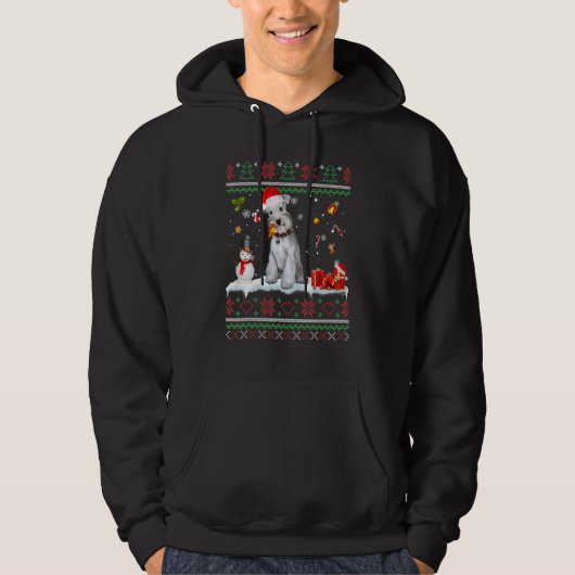 Dog Cute Miniature Schnauzer Santa Hat Ugly Hoodie (Voorkant)